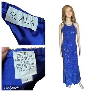 Scala Bodycon Dress Maxi-Halter Beading/Sequin Built-Bra
Silk Size M